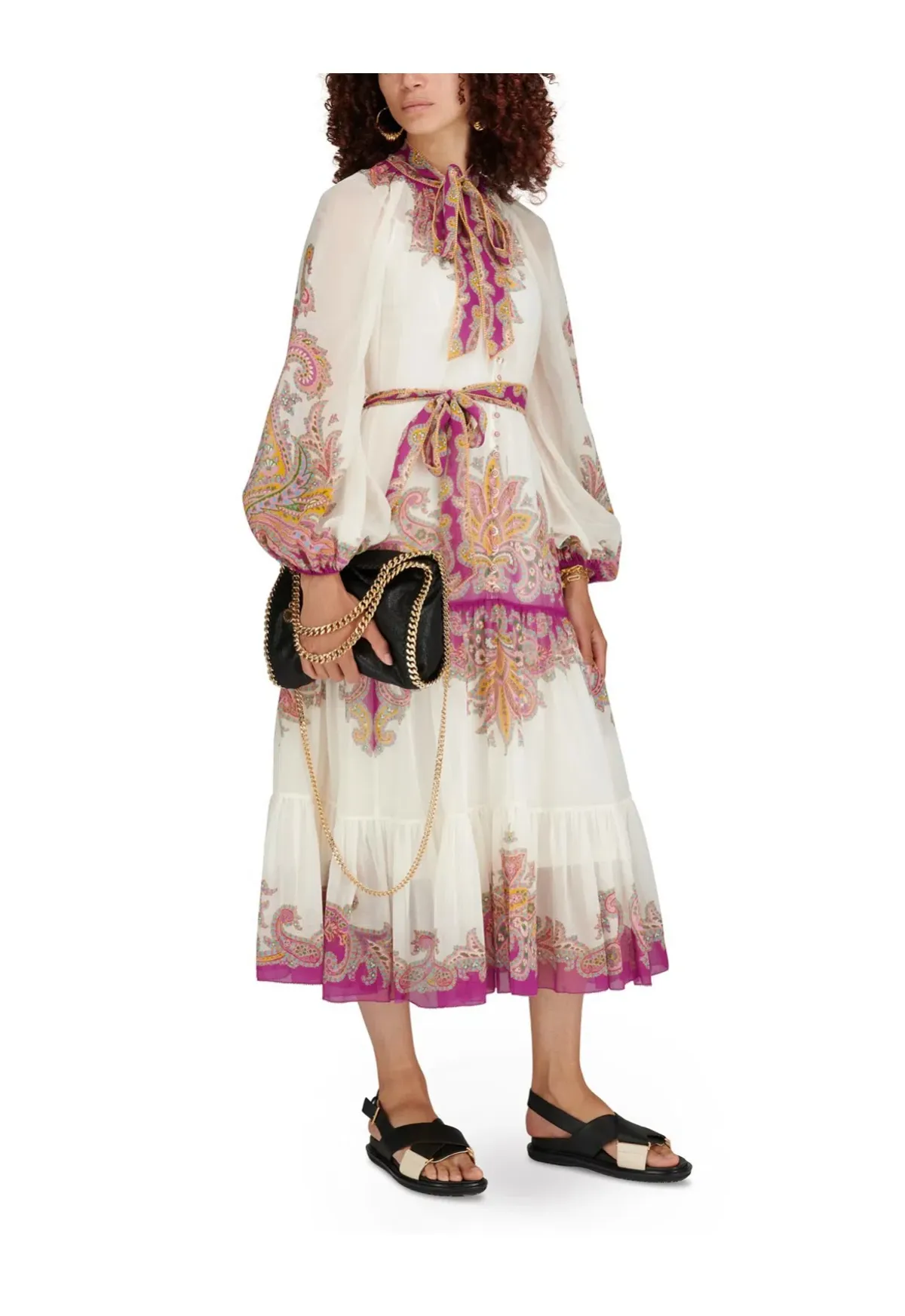 Zimmermann Teddy Tiered Midi Dress Multi Size 0P / AU 6 for rent on The Volte - main image