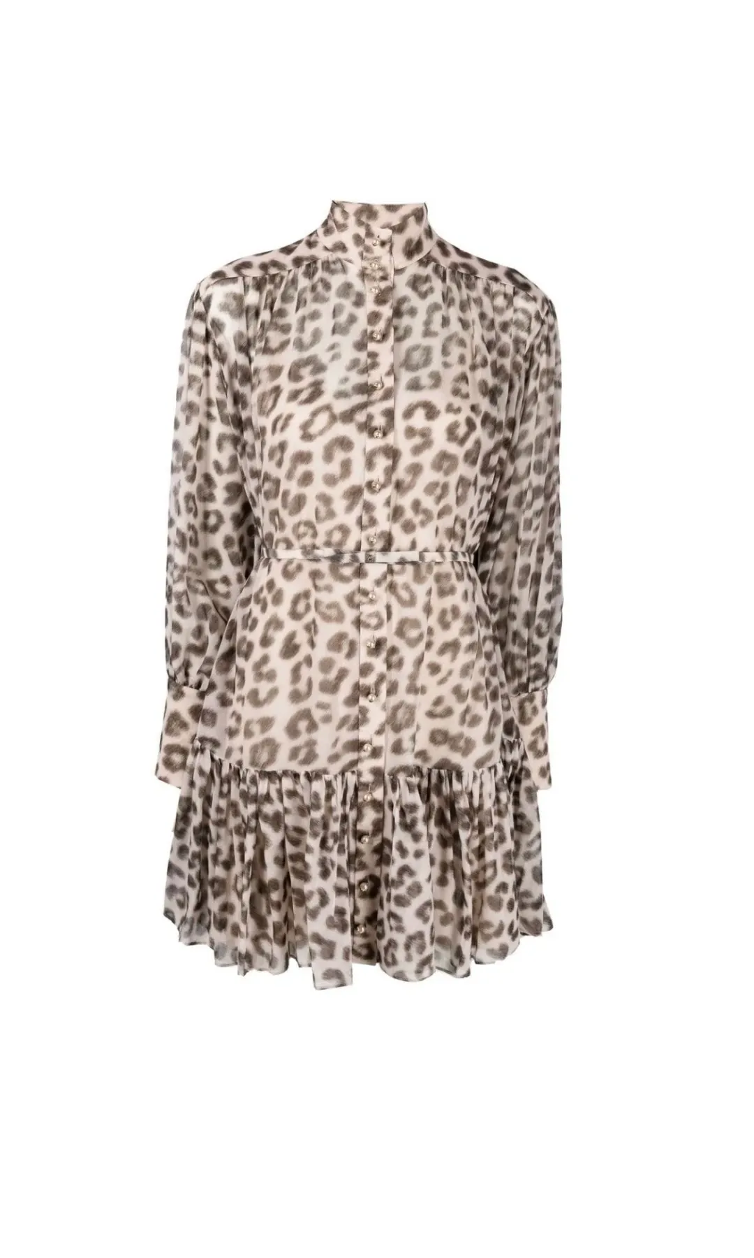 Zimmermann Gathered Cotton and Silk Blend Mini Dress Leopard Print Size 0P / AU 6 for rent on The Volte - main image