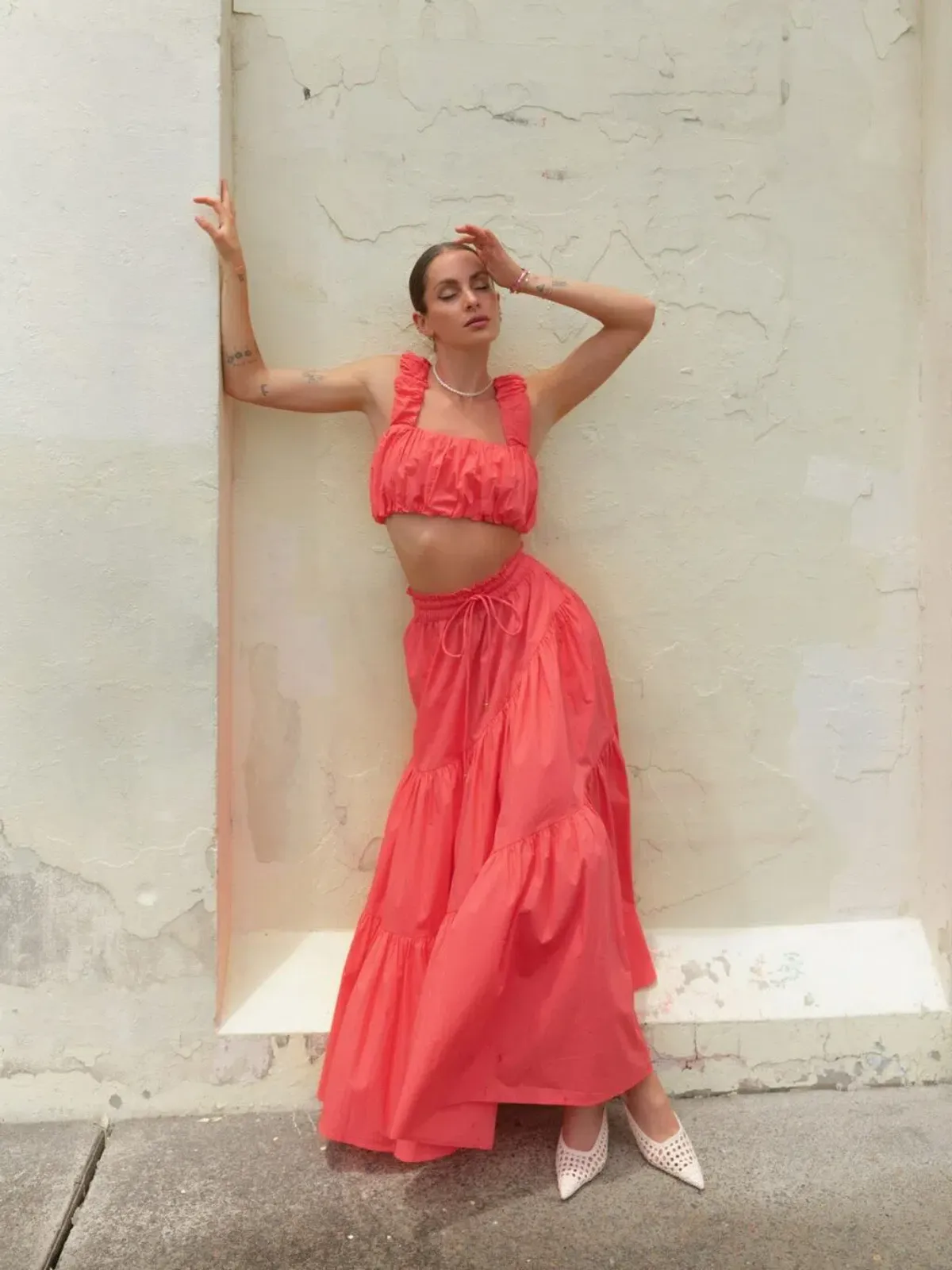 Sheike Scandal Crop Top and Skirt Set Watermelon/Coral Size 6 - Image 1