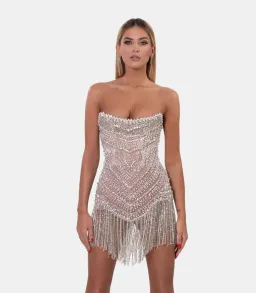 Albina Dyla Wild Corset Dress Silver/Nude Size 6 for rent on The Volte - image 2