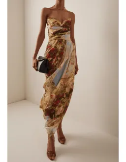 Zimmermann The Luminosity Strapless Midi in Rosy Garden Floral Size 0/Au 8 for rent on The Volte - image 2