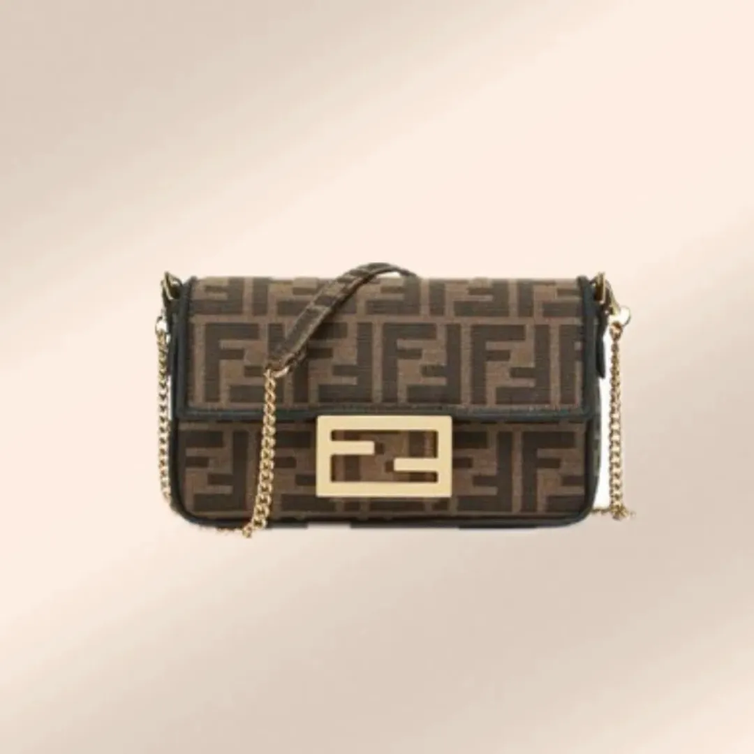 Fendi Mini Baguette Jacquard FF Fabric Bag for rent on The Volte - main image