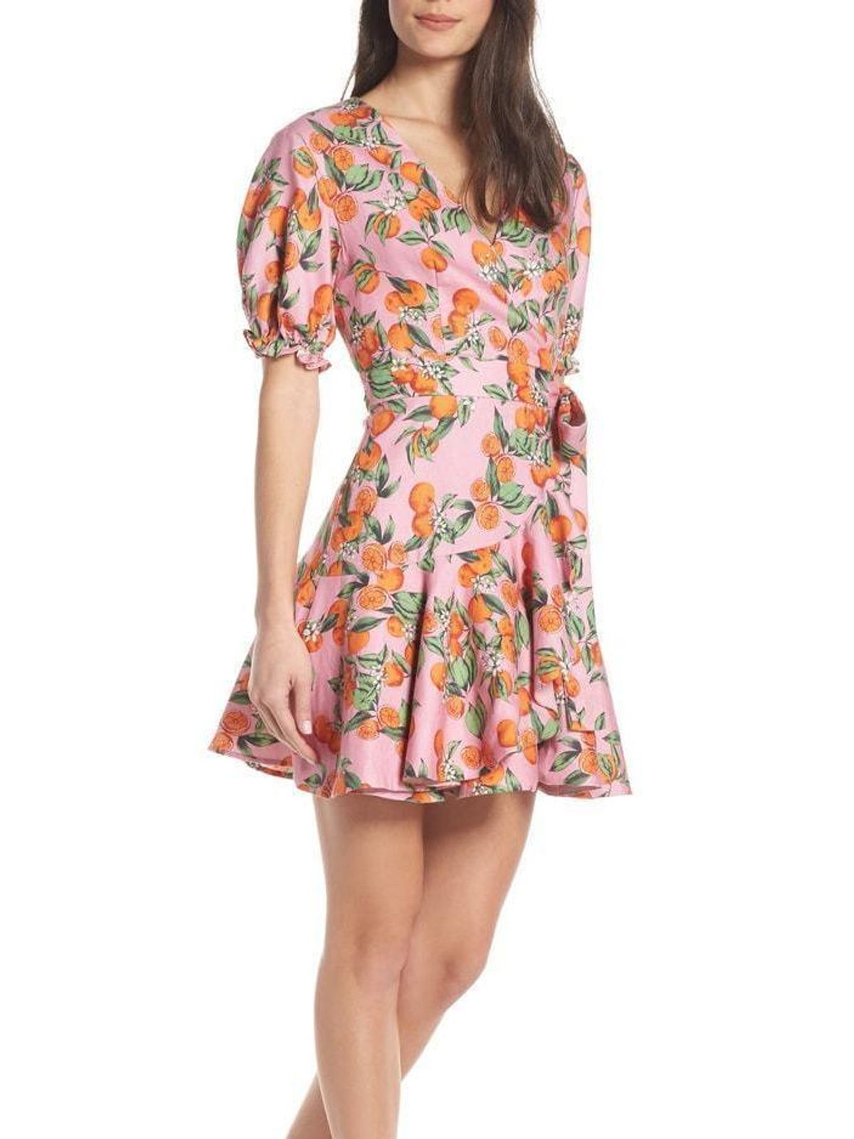 FINDERS KEEPERS ARANCIATA WRAP PINK ORANGE DRESS SIZE 6 - Image 2