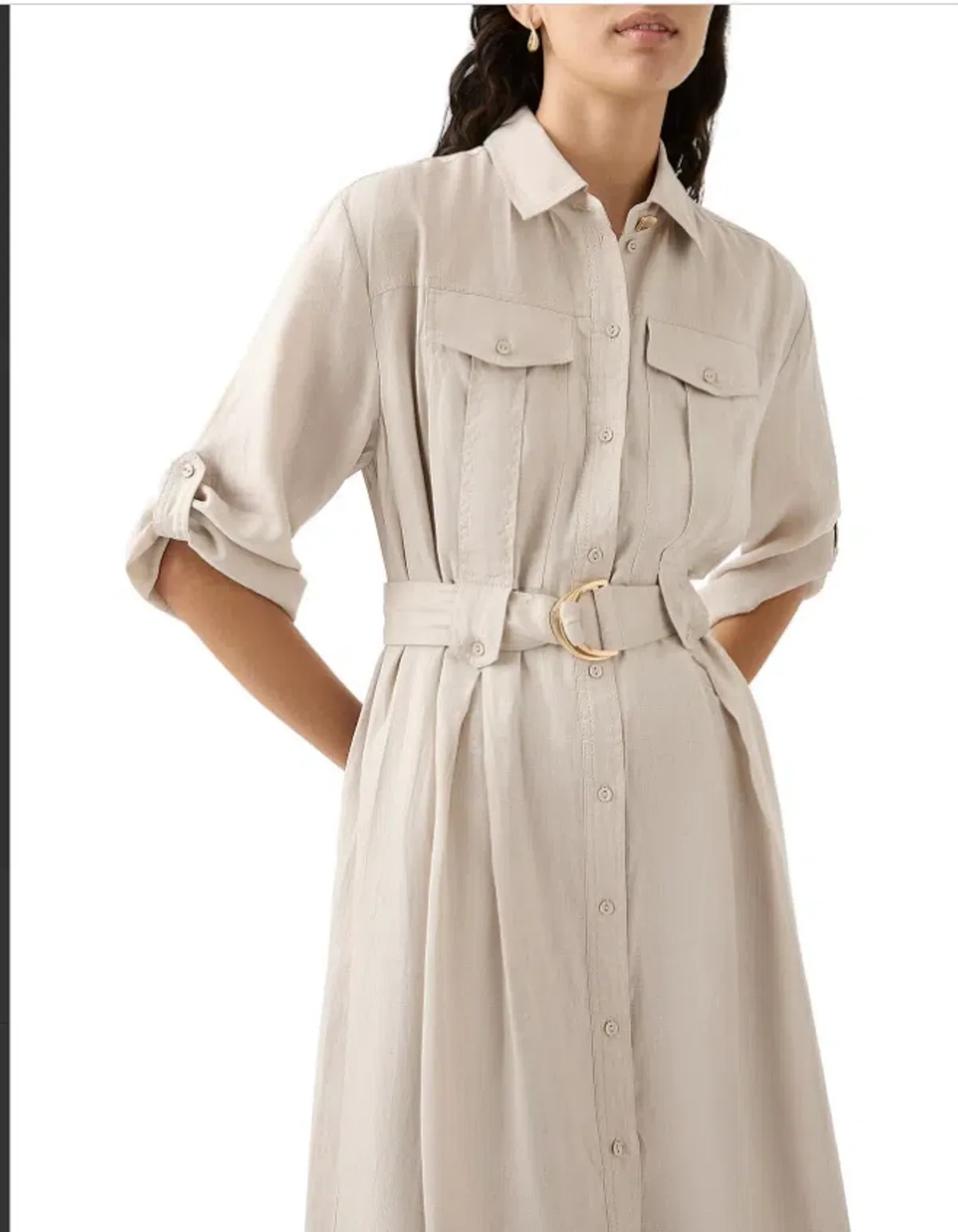 AJE Hope Midi Shirt Dress – colour sandstone beige size 8 - Image 3