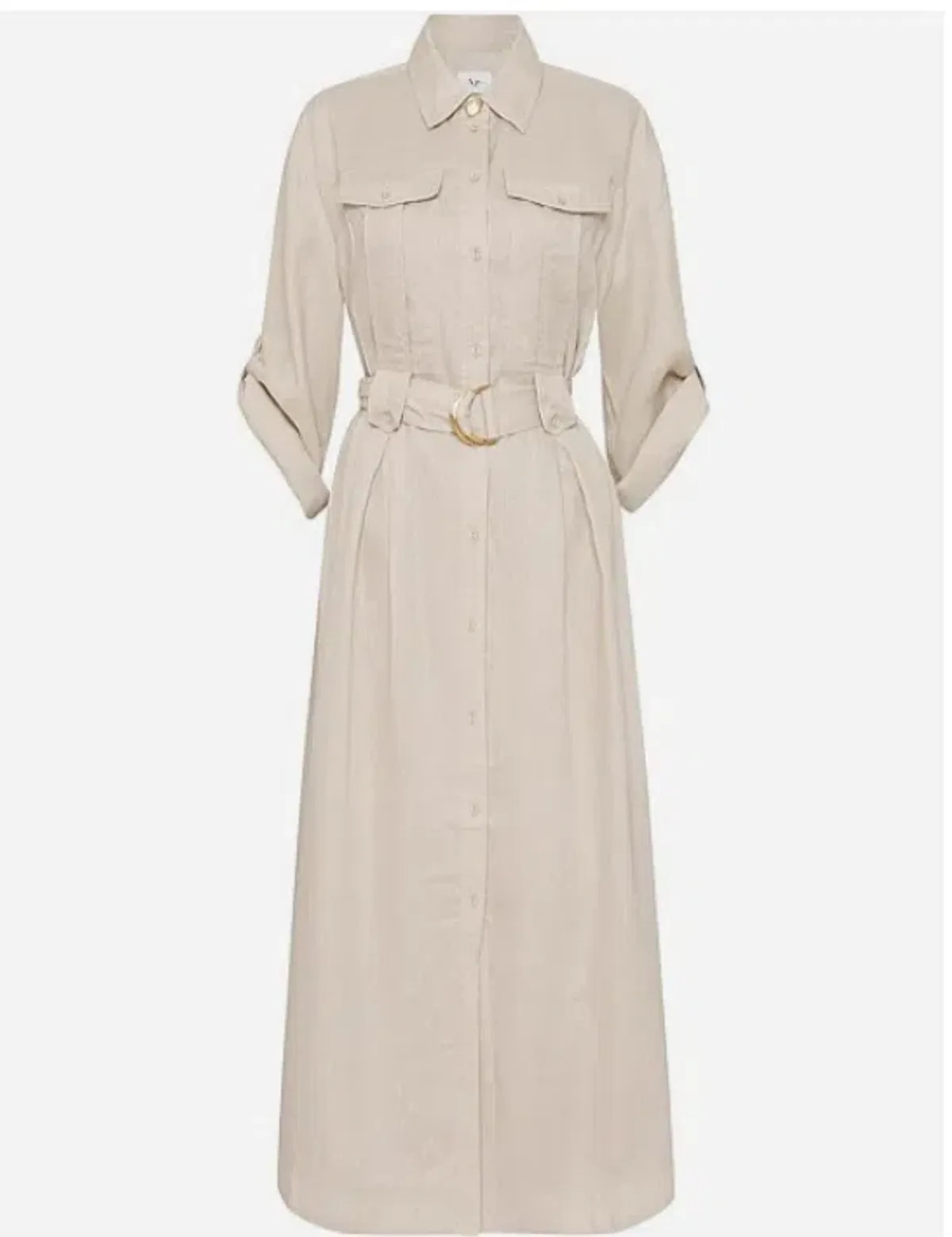 AJE Hope Midi Shirt Dress – colour sandstone beige size 8 - Image 1
