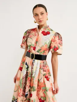 Leo Lin Bianca Short Sleeve Midi Dress Azalea Print in Fortune Size 10 for rent on The Volte - image 2