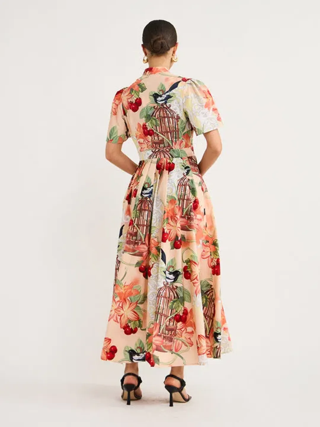 Leo Lin Bianca Short Sleeve Midi Dress Azalea Print in Fortune Size 10 for rent on The Volte - main image