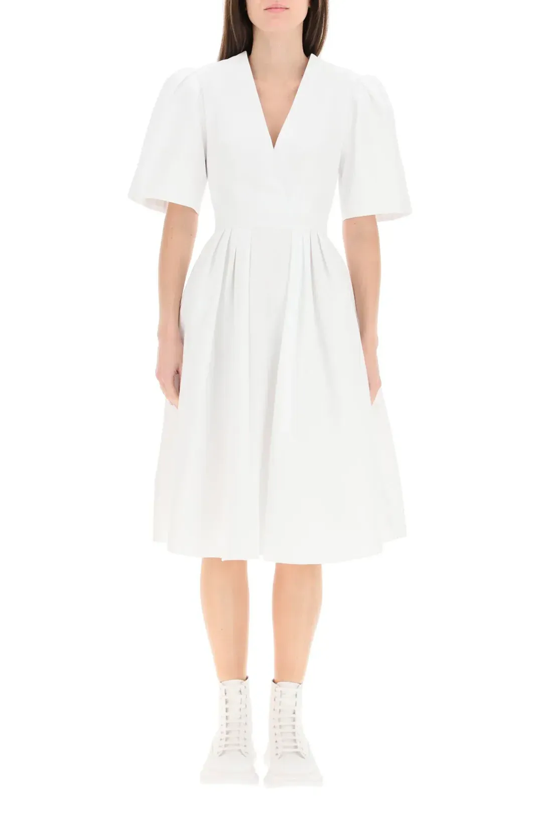Alexander McQueen Piquet Midi Dress White Size S / Au 8 for rent on The Volte - main image