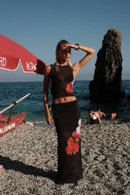 With Harper Lu Mesh Tank and Skirt Floral Set Black Floral Size M/ Au 10 for rent on The Volte - image 5