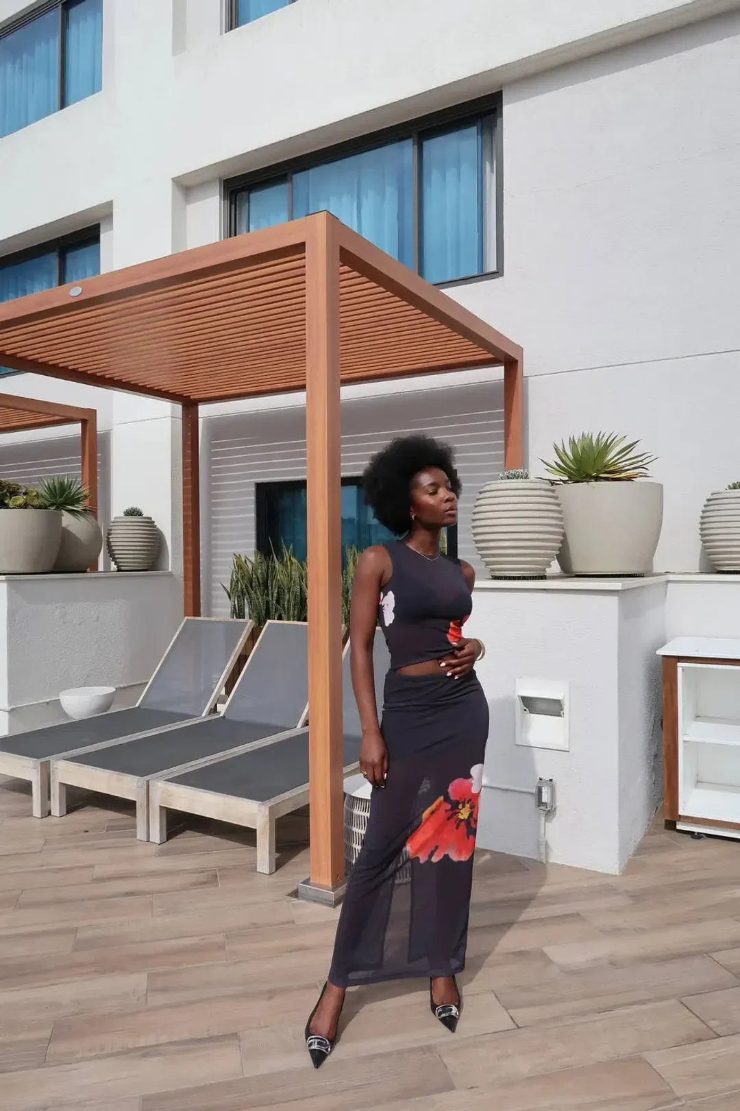 With Harper Lu Mesh Tank and Skirt Floral Set Black Floral Size M/ Au 10 for rent on The Volte - main image