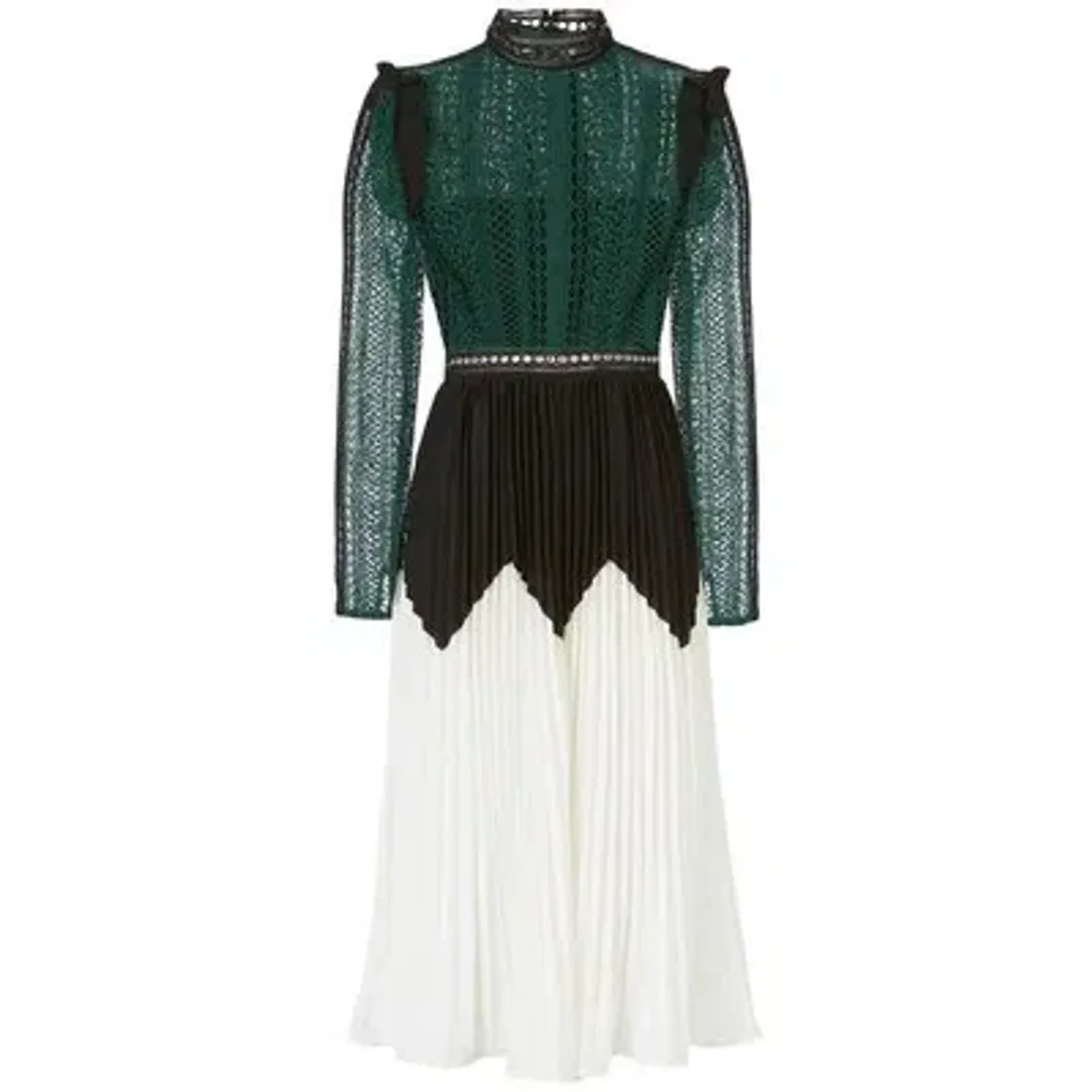 Self Portrait Panelled Lace Midi Dress Multi Size 8 for rent on The Volte - main image