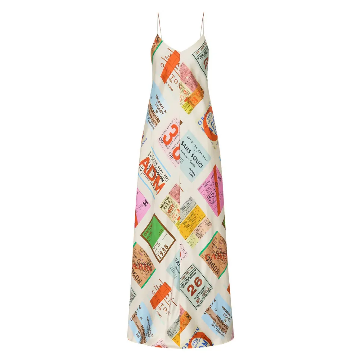 Oroton Ticket Print Slip Dress Fuchsia Size AU 12 - Image 3