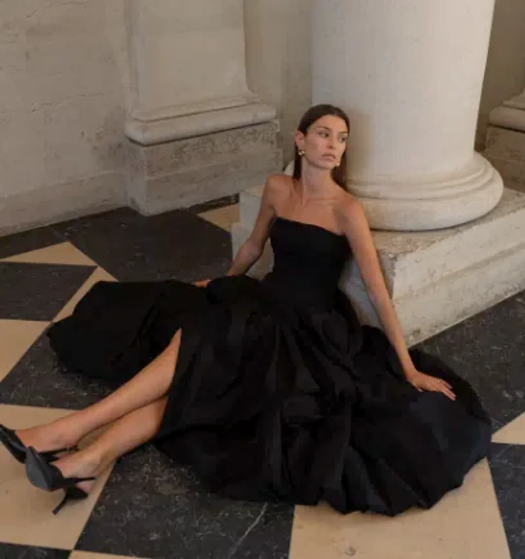 Aje Violette Bubble Hem Dress Black Size 10 for rent on The Volte - main image