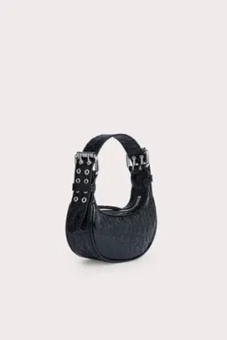By Far Mini Soho Circular Croco Embossed Leather Bag Black for rent on The Volte - image 2