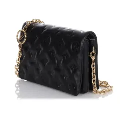 Louis Vuitton Monogram Embossed Puffy Lambskin Pochette Coussin Black with Gold Hardware for rent on The Volte - image 2