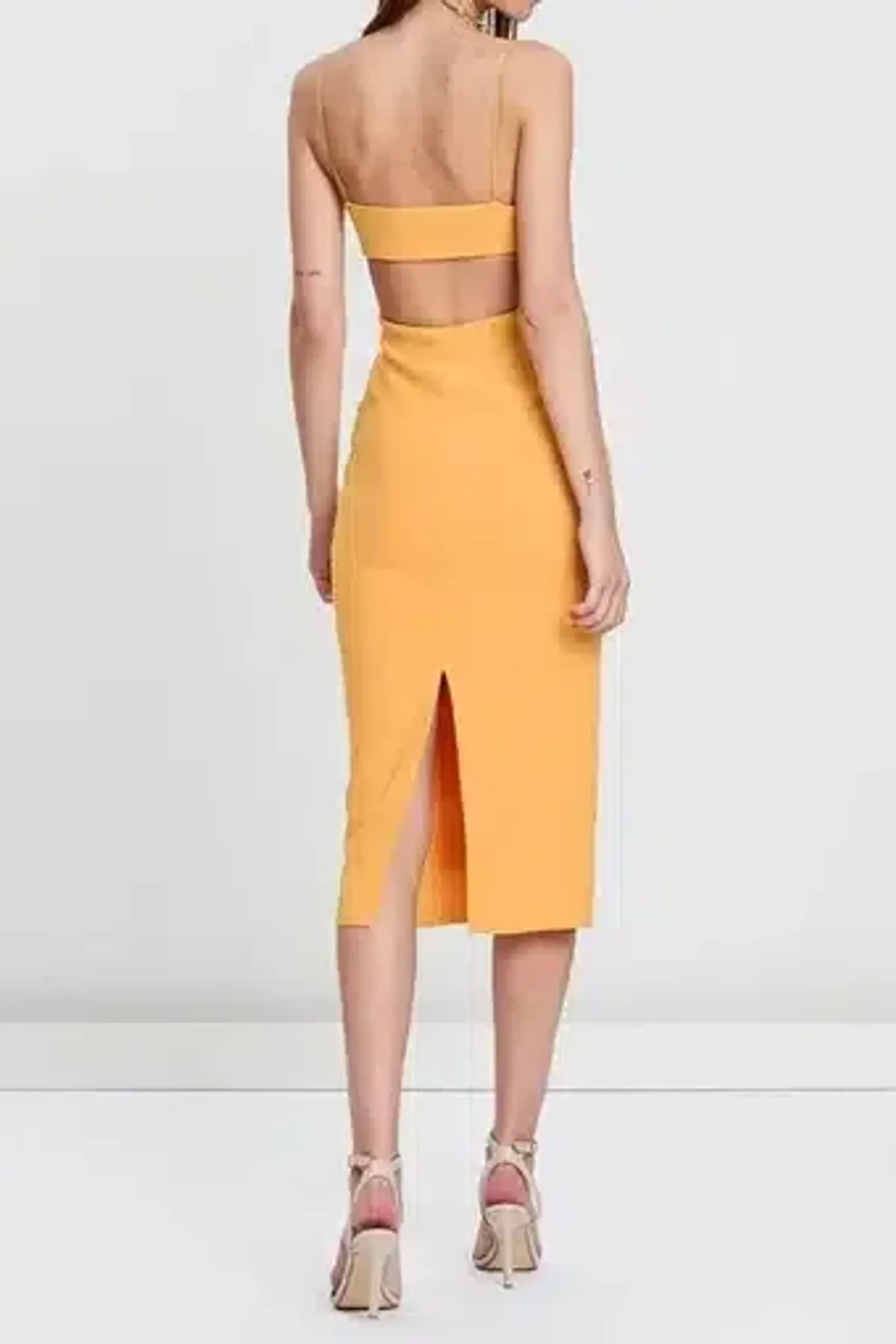 Bec & Bridge Elle Cut Out Midi Dress Yellow Size 10 - Image 3