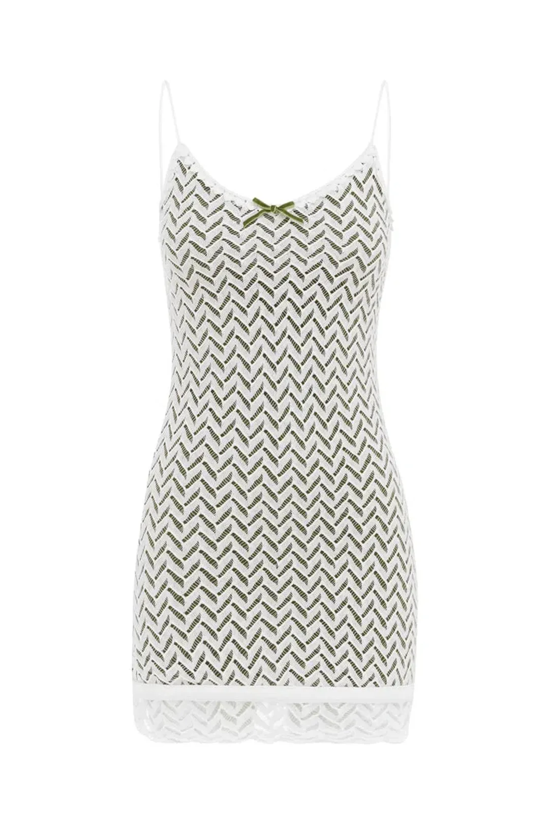 WithJean Mimi Dress White/Green Size 8 for rent on The Volte - main image