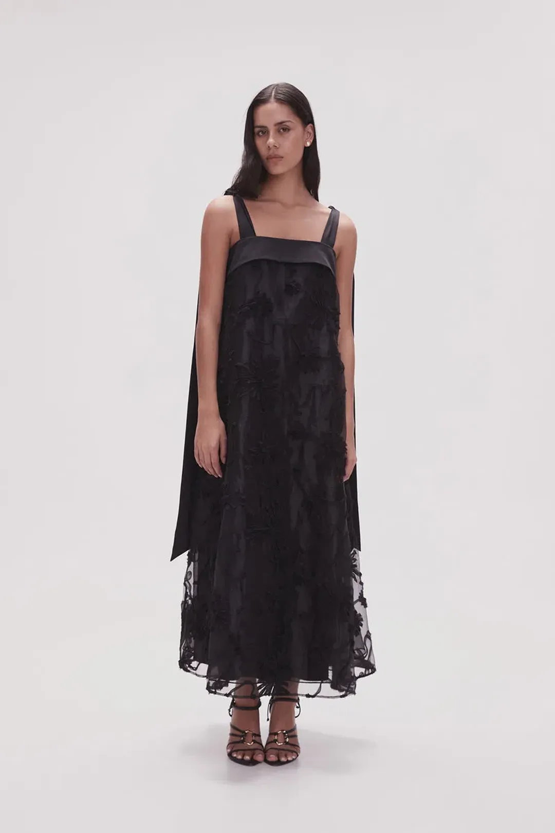 Aje Ursula Midi Dress in Black Size 12 for rent on The Volte - main image