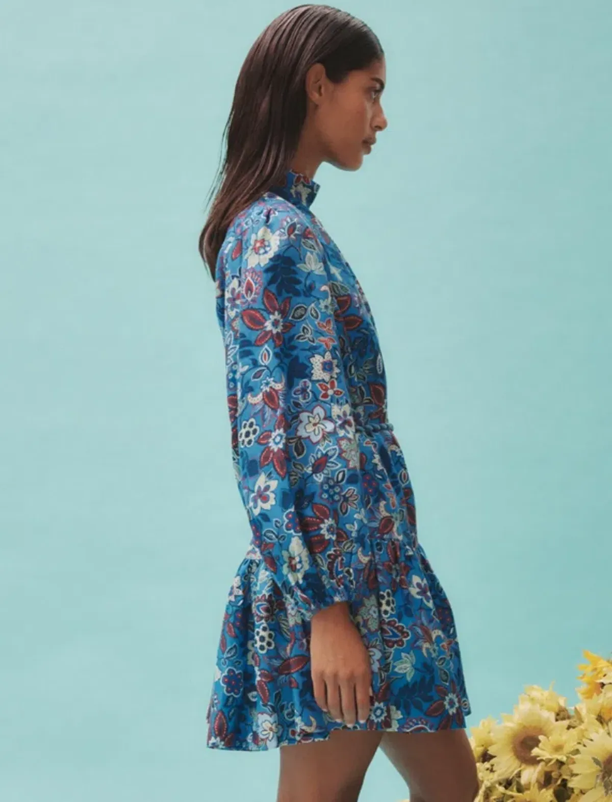 Alemais Isabella Mini Dress Blue/Floral Size 16 - Image 3