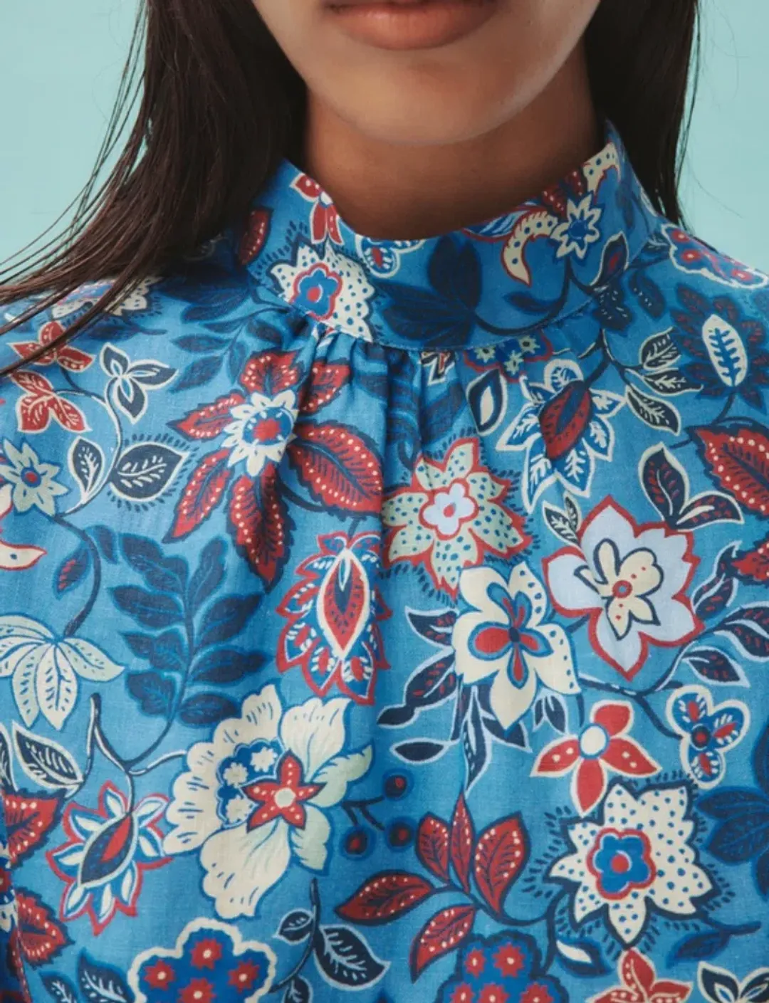 Alemais Isabella Mini Dress Blue/Floral Size 16 for rent on The Volte - main image