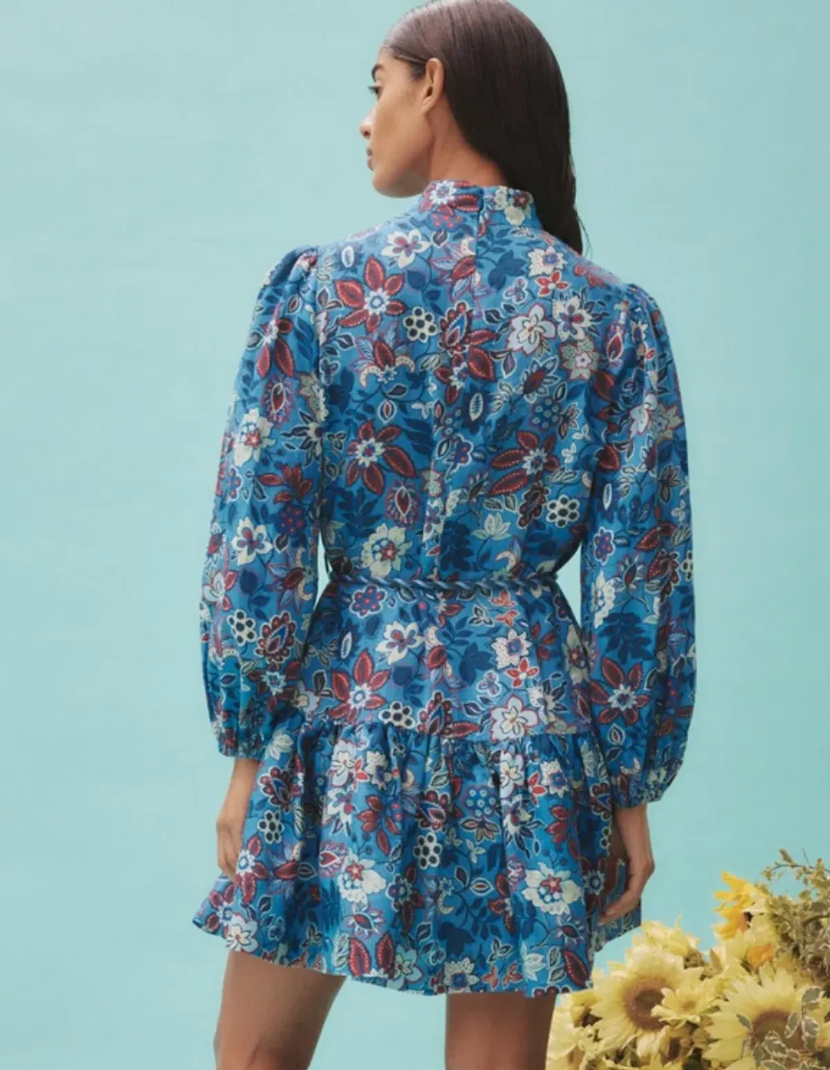 Alemais Isabella Mini Dress Blue/Floral Size 16 - Image 4