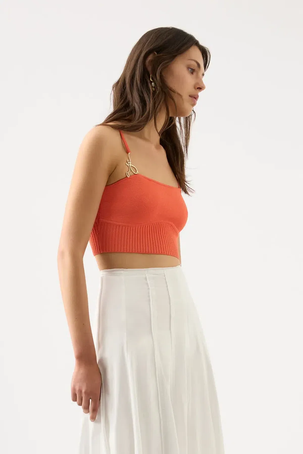 Aje Lucia Knit Bustier Top Coral Orange Size M/10 - Image 3