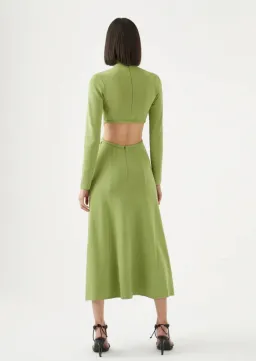 Aje Amelie Braided Cut Out Knit Dress in Olive Green Size M/Au 12 for rent on The Volte - image 4