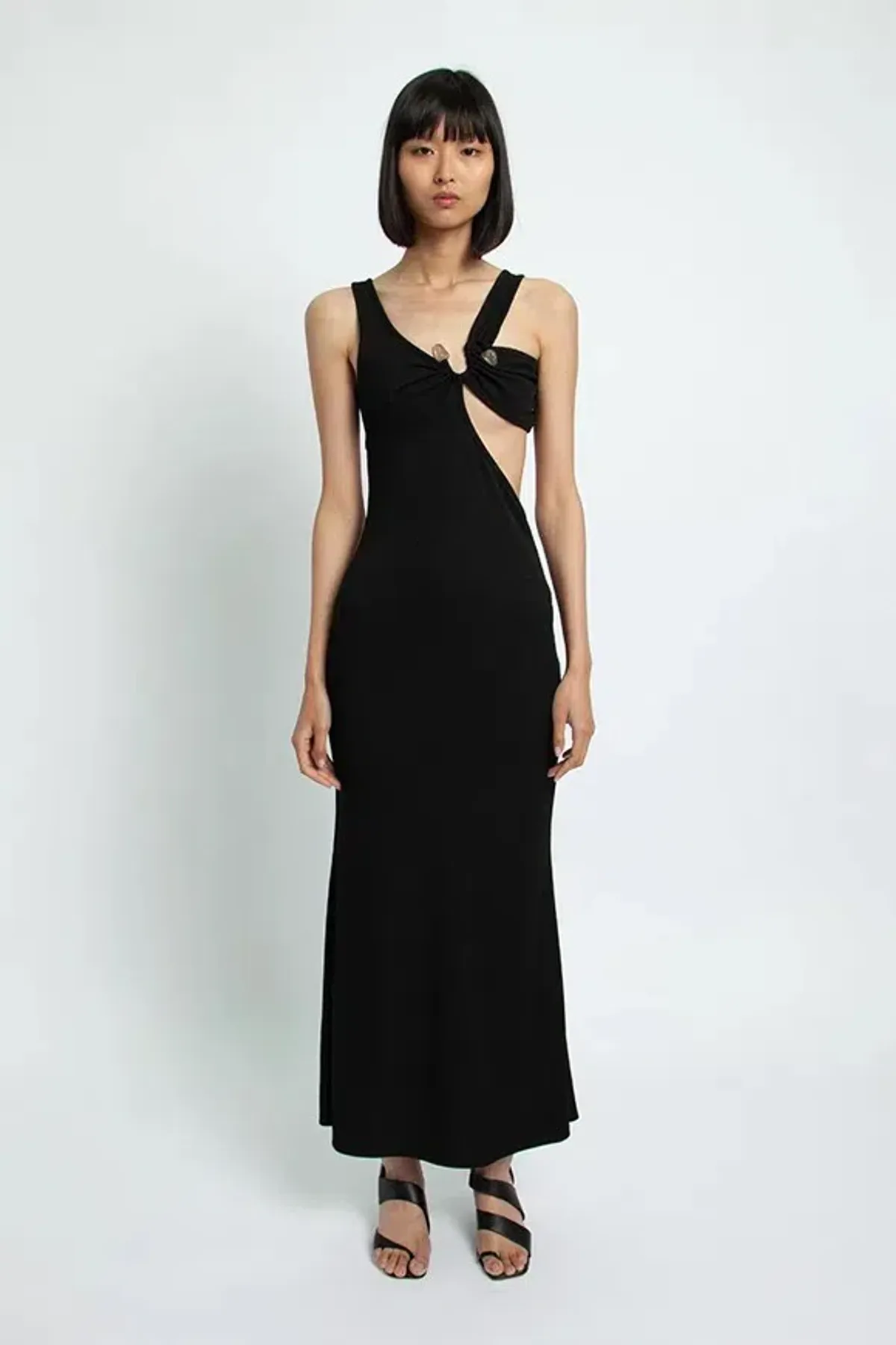 Christopher Esber Disconnect S Buckle Split Dress Black Size 6 for rent on The Volte - main image