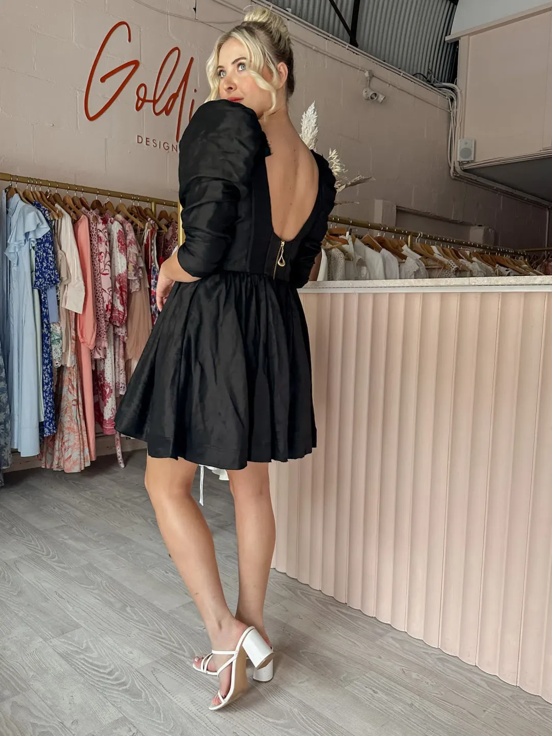 Aje Fleur Cores Long Sleeve Mini Black Size AU 10 for rent on The Volte - main image