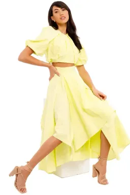 Ginger & Smart Euphoria Top and Euphoria Skirt Set Citron Yellow Size AU 12 for rent on The Volte - image 4