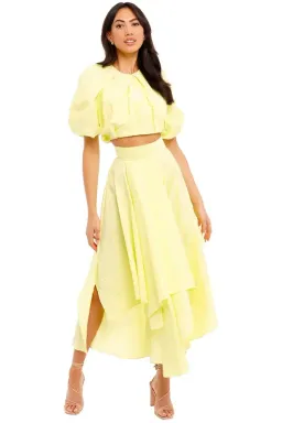 Ginger & Smart Euphoria Top and Euphoria Skirt Set Citron Yellow Size AU 12 for rent on The Volte - image 1
