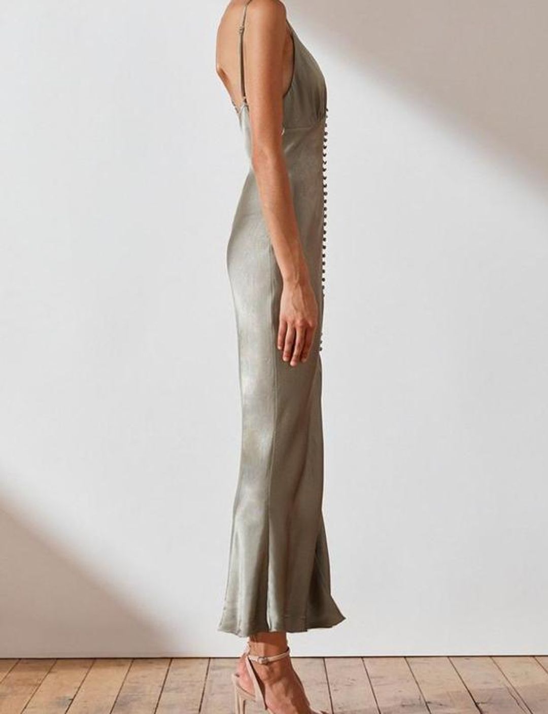 Shona Joy La Lune Bias Slip Dress Sage Size 8 for rent on The Volte - main image