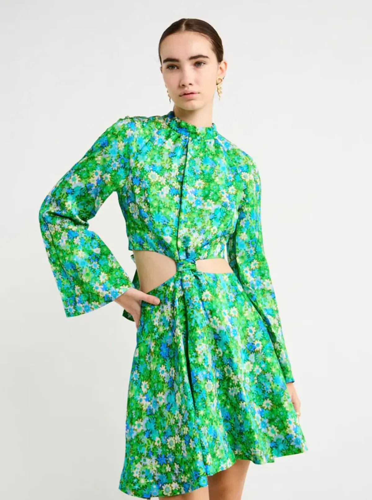 Alemais Cassandra Cut Out Mini Dress In Turquoise Size 8 - Image 2