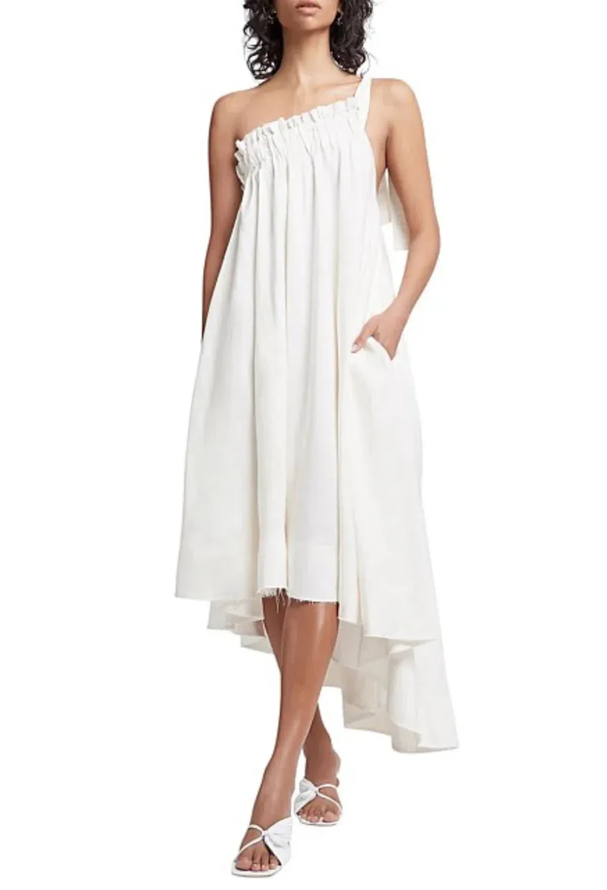 Aje Rarity One Shoulder Midi Dress White Size 10 - Image 1