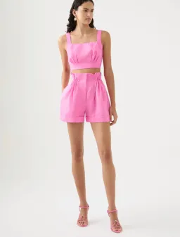 Aje Paper Bag Shorts & Tie Back Top Two Piece Set in Pink Size 10 & 8 for rent on The Volte - image 1