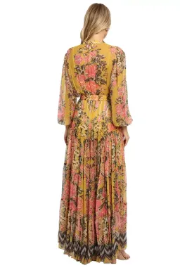 Hemant & Nandita Nova Tiered Maxi Multi Mustard Print Yellow Size 12 for rent on The Volte - image 3