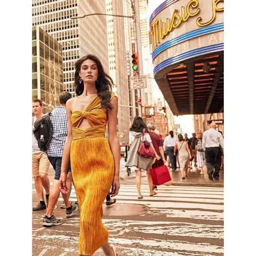 Alice McCall Power Lady Midi Dress Sunset Size 4 for rent on The Volte - main image