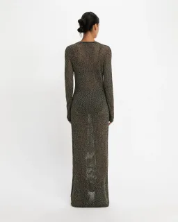 Cue Lurex Crochet Maxi Dress Gunmetal Size 8 for rent on The Volte - image 3