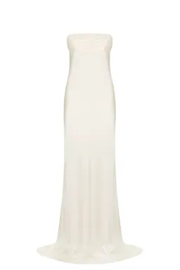 Shona Joy La Lune Strapless Ruched Bodice Maxi Dress in Cream Size 10 for rent on The Volte - image 5