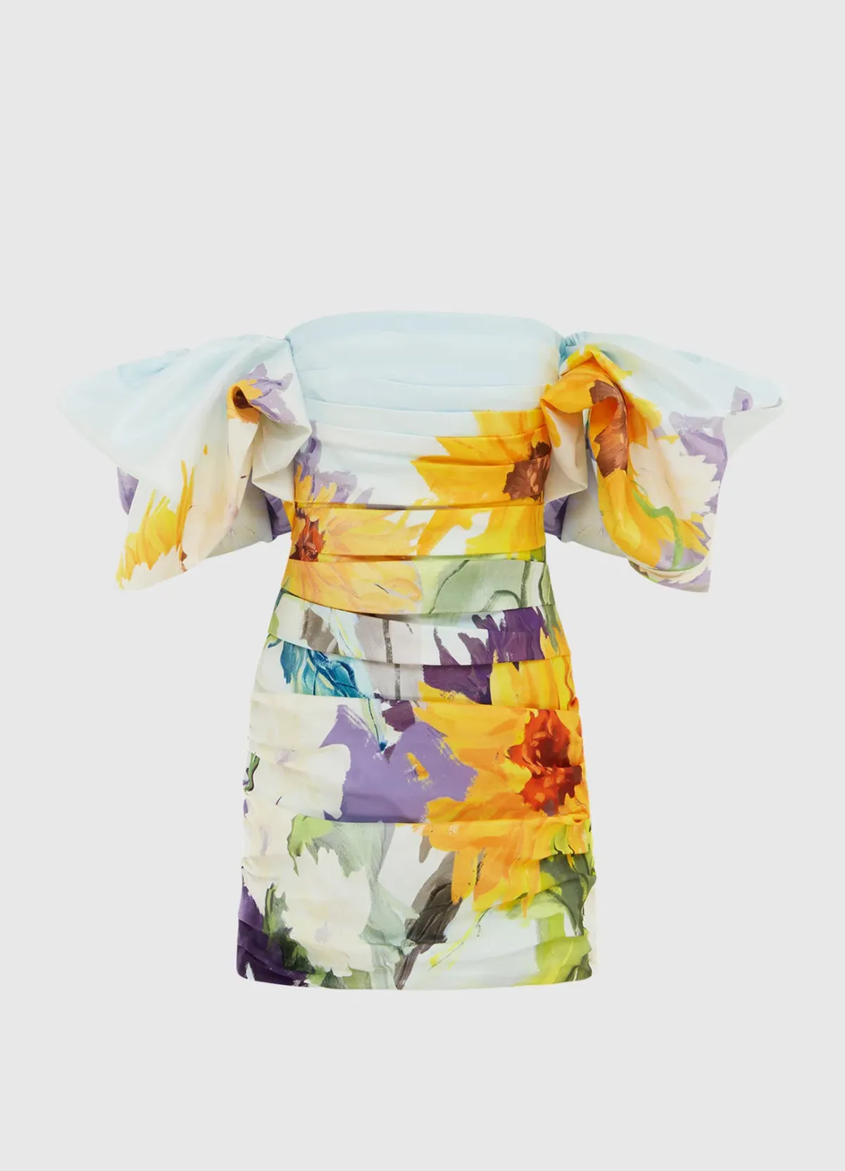 Leo Lin Brenda Puffy Sleeve Mini Dress Sunflower Print Size 6 - Image 4