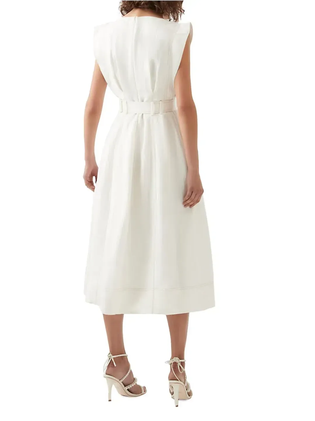 Aje Beacon Structured Midi Dress Cream Size 10 for rent on The Volte - main image