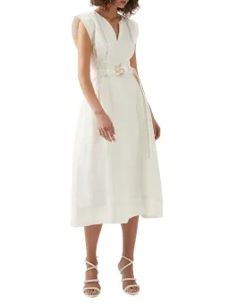 Aje Beacon Structured Midi Dress Cream Size 10 for rent on The Volte - image 1