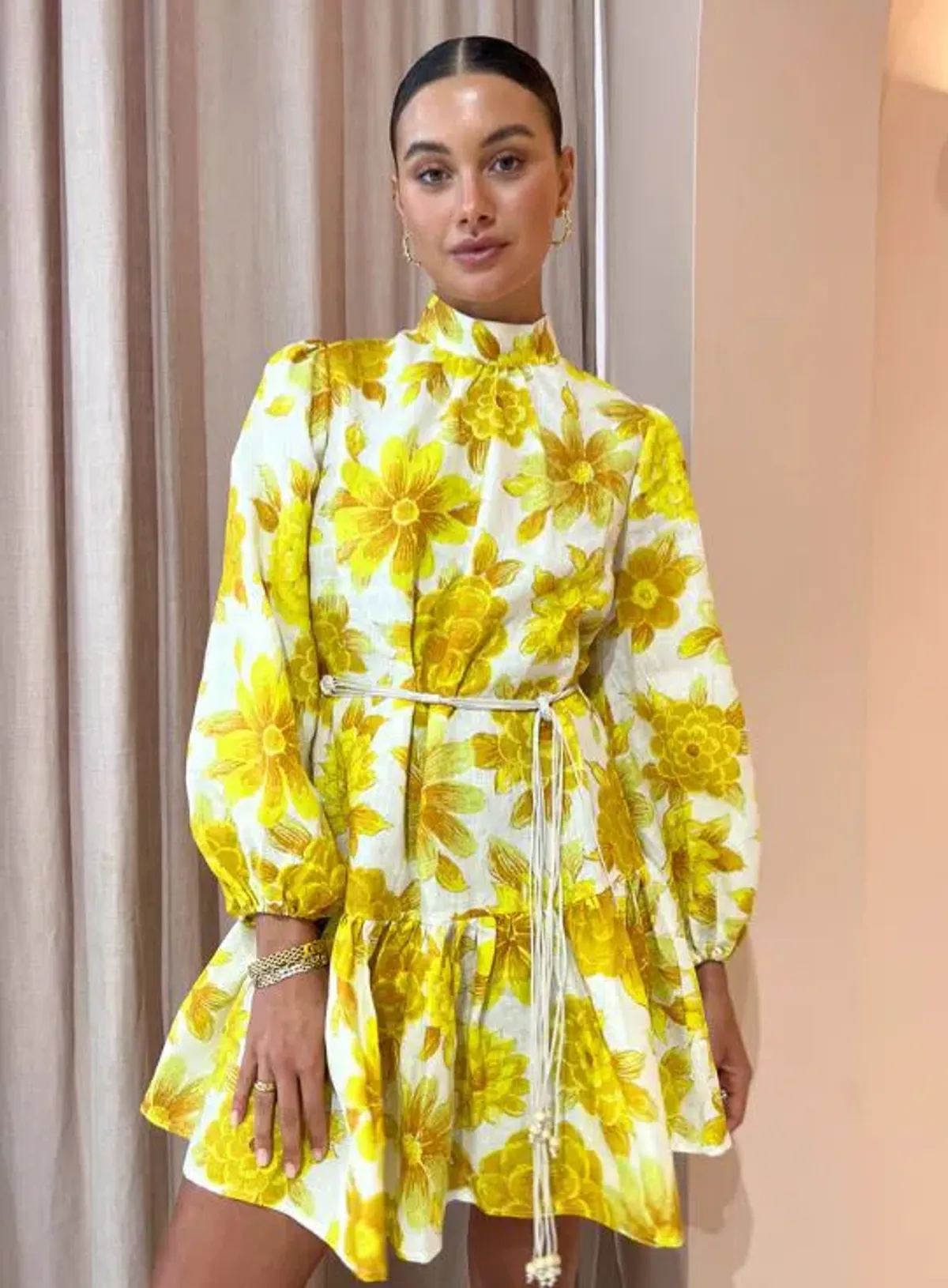 Alemais Sonny Mini Dress Yellow Floral Size 8 - Image 2