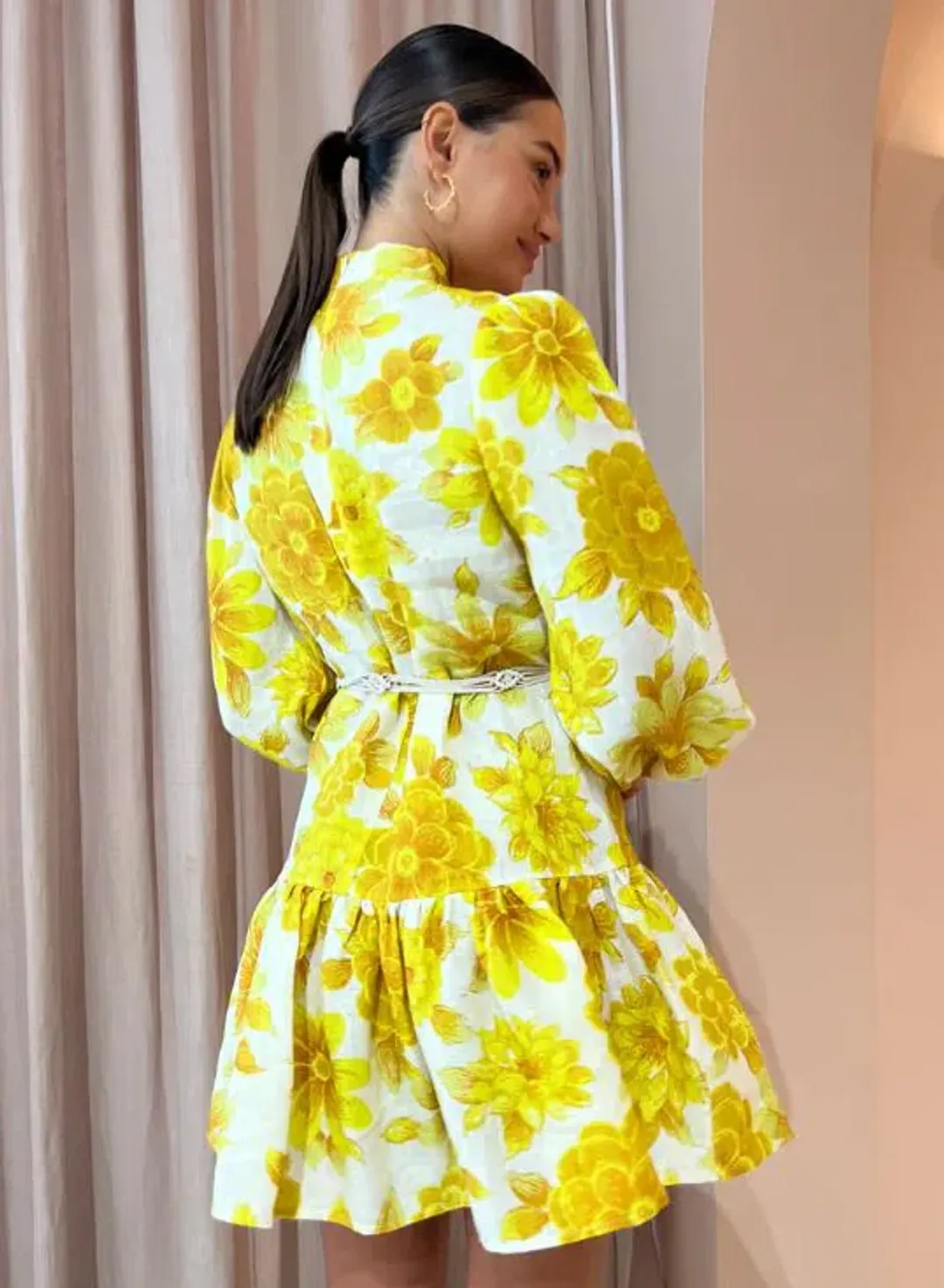 Alemais Sonny Mini Dress Yellow Floral Size 8 for rent on The Volte - main image