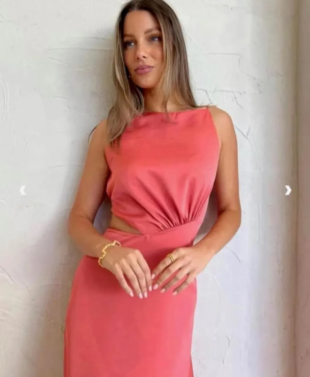 One Fell Swoop Essence Maxi Dress Grapefruit Size 12 for rent on The Volte - main image