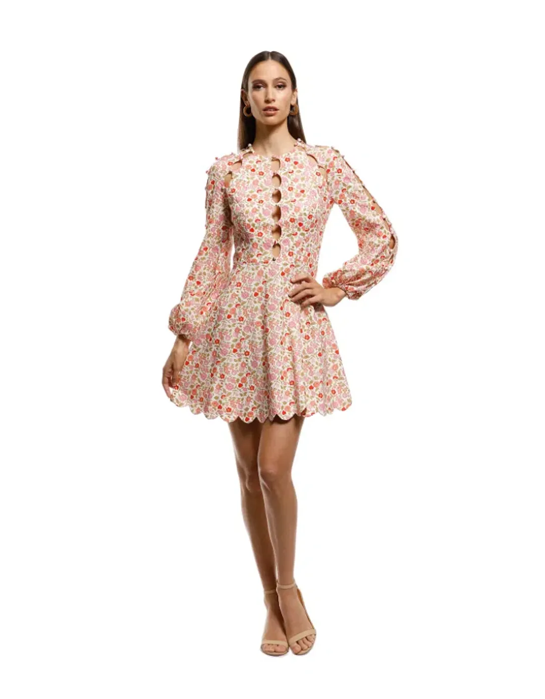 Zimmermann Goldie Scallop Short Dress Floral Size 1 / AU 10 for rent on The Volte - main image