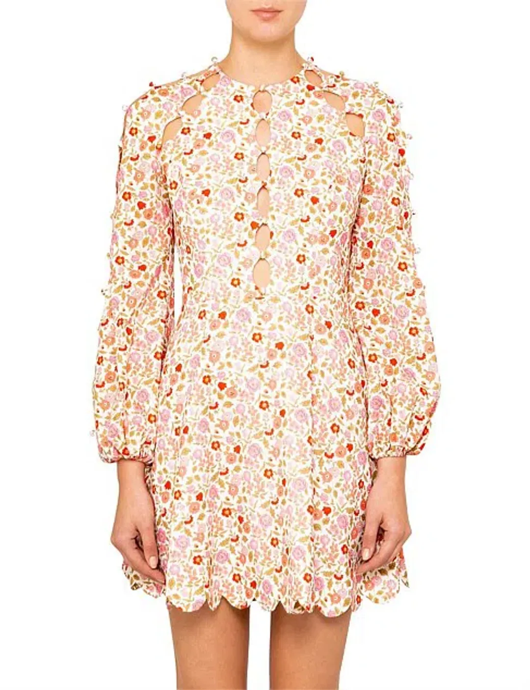 Zimmermann Goldie Scallop Short Dress Floral Size 1 / AU 10 for rent on The Volte - main image