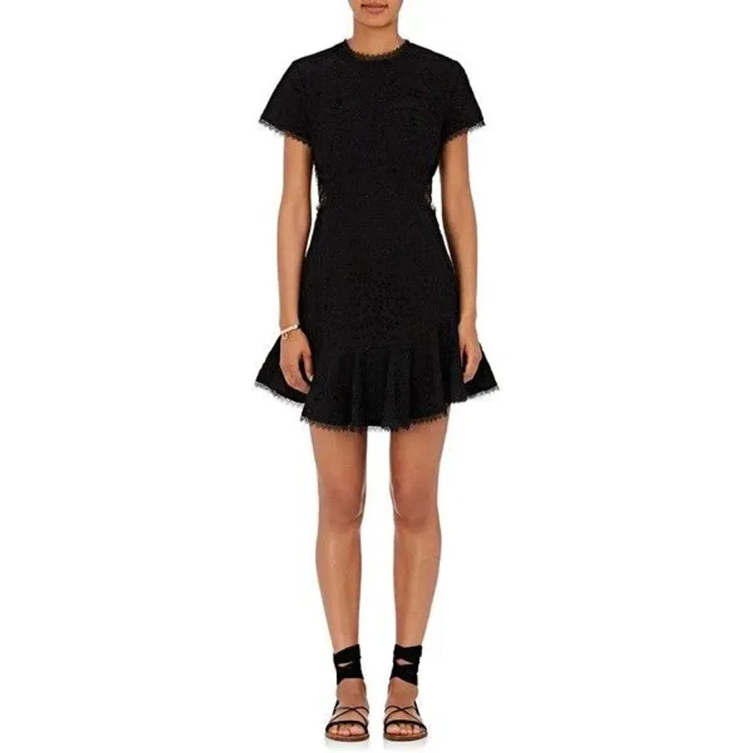 Zimmermann Broderie Lattice Eyelet Cutout Mini Dress Black Size 1 / AU 10 for rent on The Volte - main image