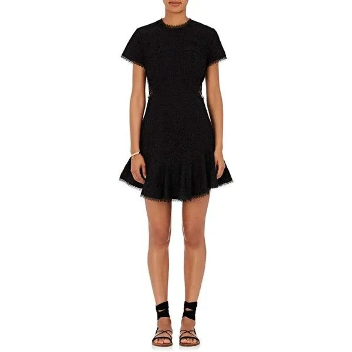 Zimmermann Broderie Lattice Eyelet Cutout Mini Dress Black Size 1 / AU 10 for rent on The Volte - main image
