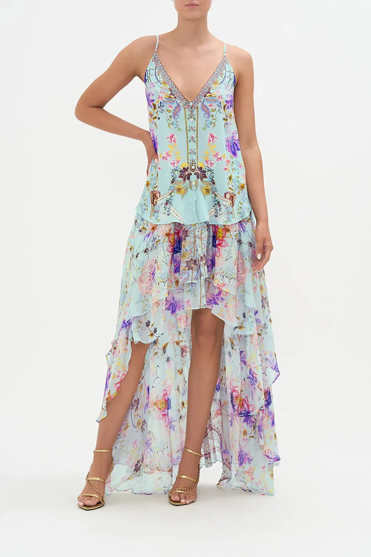 Camilla Button Front V Neck Cami Love Web Print Size AU 8 - Image 1